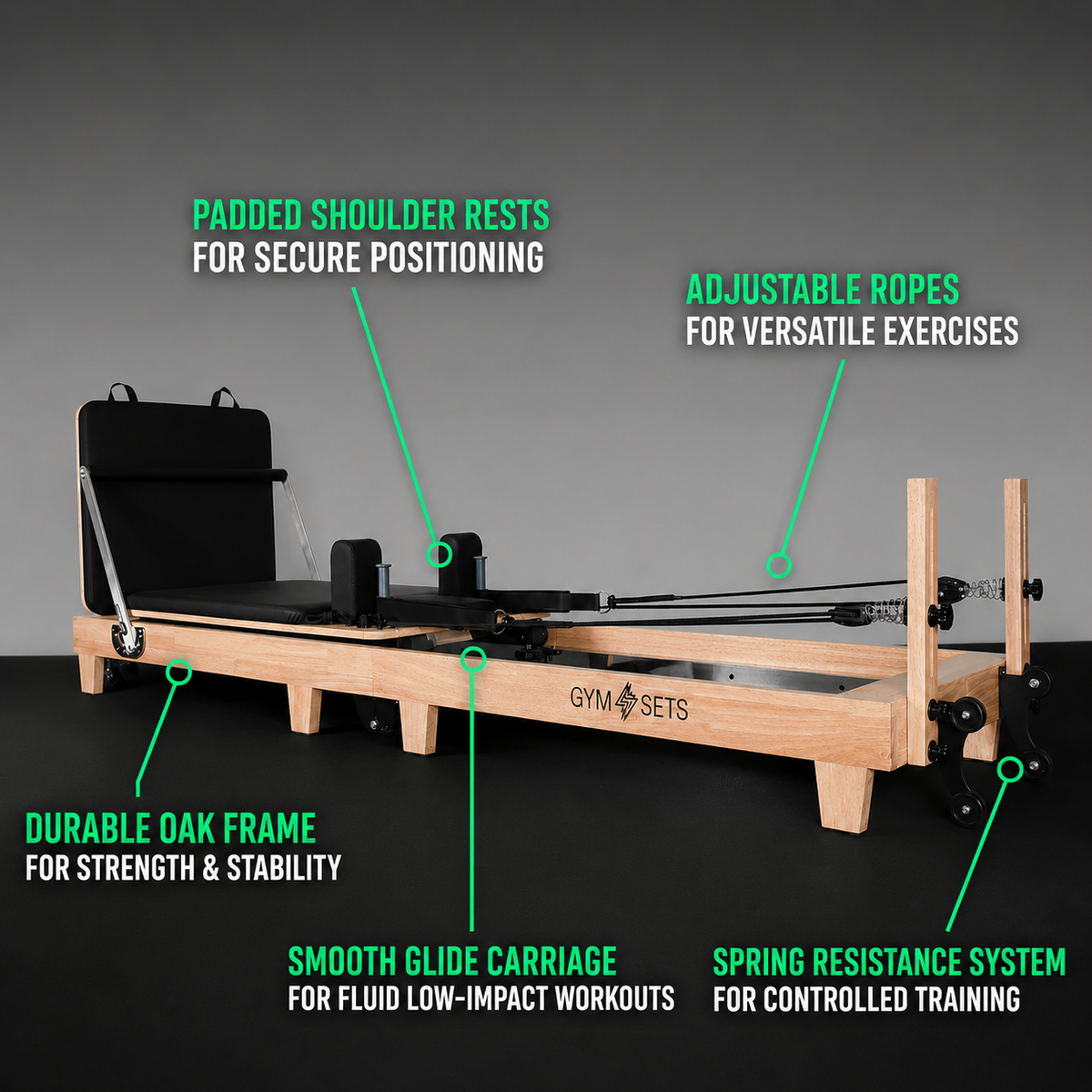 Reformer de Pilates GymSets Studio Oak