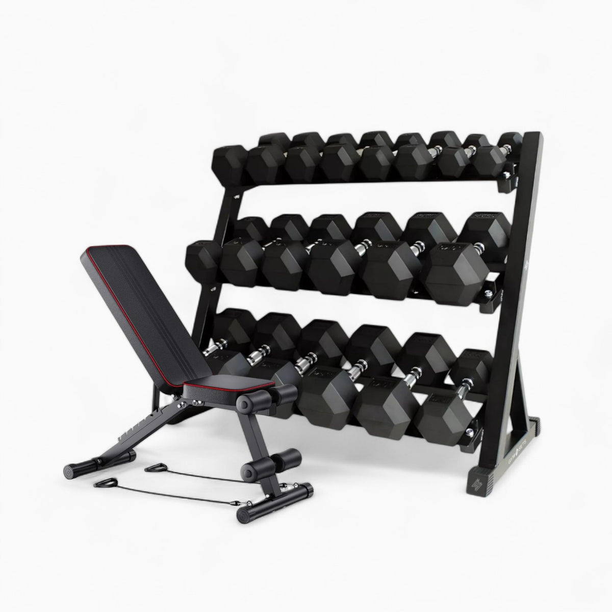 Compact 3-Tier Dumbbell Holder – Adjustable Home Gym Rack