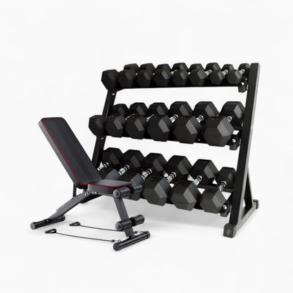 Compact 3-Tier Dumbbell Holder – Adjustable Home Gym Rack