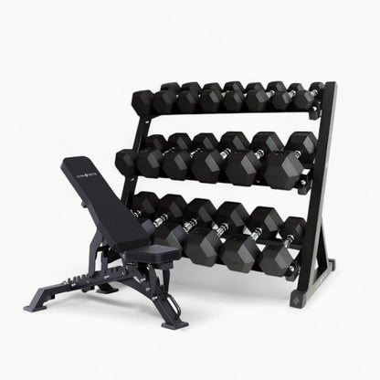 Compact 3-Tier Dumbbell Holder – Adjustable Home Gym Rack